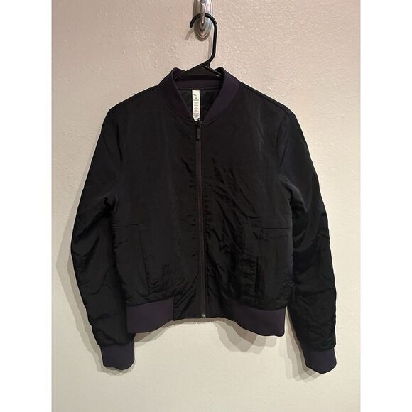 Lululemon Non Stop Shell Black Full Zip Bomber Jacket Sz 4 Women’s - Picture 1 of 7